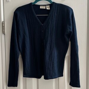 Vintage Navy Blue Cardigan Women’s PS Classic Preppy Academia Coastal Grandma